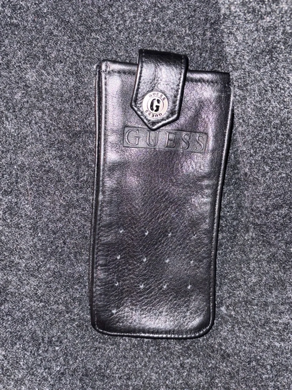 Guess Men's Black Leather Coat